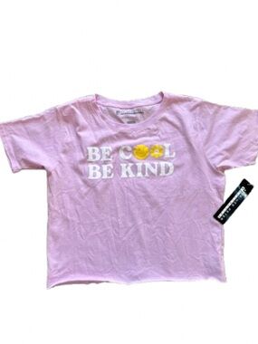 Prince Peter Collection Pink "Be Cool Be Kind" Graphic Cropped Tee Raw Hem